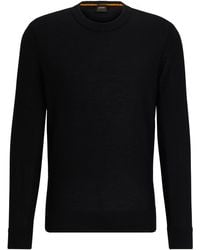 BOSS - Regular-Fit Trui Van Een Wolmix Met Logostiksel - Lyst