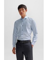 BOSS - Slim-fit Shirt In Printed Oxford Stretch Cotton - Lyst