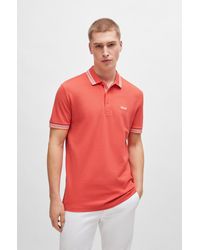 BOSS - Polo Shirt With Contrast Logo Details - Lyst