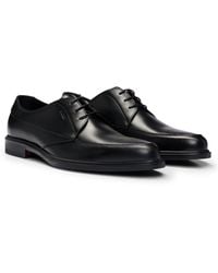 HUGO - Leather Derby Lace-up Shoes With Embossed Branding - Lyst