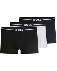 BOSS - Three-Pack Of Stretch-Cotton Trunks With Logo Waistbands - Lyst