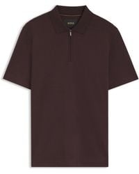 BOSS - Polo Met Ritskraag Van Een Katoen-Zijdemix - Lyst