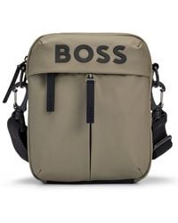 BOSS - Faux-leather Reporter Bag With Tonal Logo - Lyst