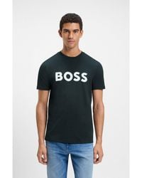 BOSS - Cotton-jersey T-shirt With Rubber-print Logo - Lyst