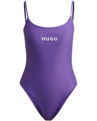 HUGO - Quick-dry Swimsuit With Contrast Logo - Lyst