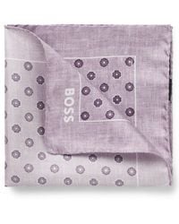 BOSS - One Silk Pocket Square With Digital Print And Logo - Lyst