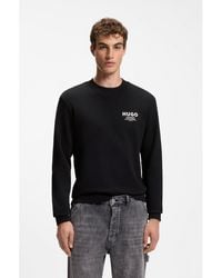 HUGO - French Terry Cotton Sweatshirt With Bold Logo Print - Lyst