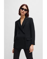 HUGO - Double-breasted Relaxed-fit Jacket In Stretch Fabric - Lyst