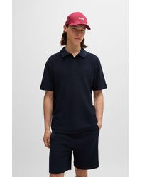 BOSS - Cotton-towelling Polo Shirt With Mixed-technique Logo - Lyst