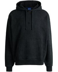 HUGO - Cotton-Terry Hoodie With Smiley-Face Logo Badge - Lyst