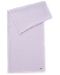 BOSS - Lightweight Wool Scarf With Fringed Trims - Lyst