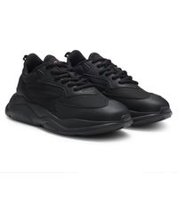 HUGO - Logo-Counter Trainers With Canvas-Effect Fabric - Lyst