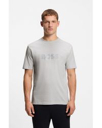 BOSS - Cotton-Jersey T-Shirt With Double Logo Artwork - Lyst