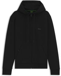 BOSS - Sweat à capuche zippé en coton stretch à logo imprimé - Lyst
