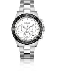 BOSS - Link-bracelet Chronograph Watch With White Dial - Lyst
