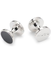 HUGO - Round Cufflinks With Enamel Core And Logo - Lyst