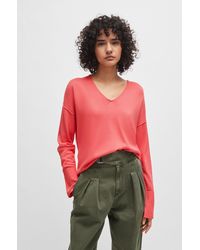 BOSS - Regular-fit Sweater With V Neckline - Lyst