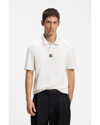 HUGO - Interlock-Cotton Polo Shirt With Stacked Logo - Lyst