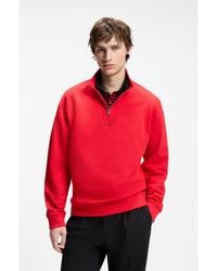 HUGO - Relaxed-Fit Cotton Sweatshirt With Zip Neck - Lyst