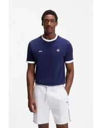 BOSS - Stretch-Cotton T-Shirt With Country Flag And Logo - Lyst