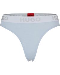 HUGO - Stretch-cotton Thong Briefs With Logo Waistband - Lyst