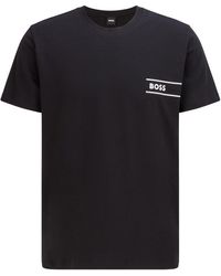 BOSS by HUGO BOSS Maglietta intima in jersey di cotone con logo stampato - Nero