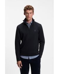 BOSS - Cotton-Terry Sweatshirt With Zip Collar - Lyst