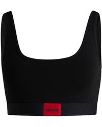 HUGO - Bralette Aus Stretch-Baumwolle Mit Rotem Logo-Label - Lyst