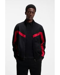 HUGO - Relaxed-Fit Zip-Up Sweatshirt With Chevron Tape - Lyst