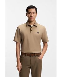 BOSS - Cotton Polo Shirt With Tonal Logo Badge - Lyst