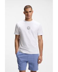 BOSS - Stretch-Cotton T-Shirt With Tennis Artwork - Lyst