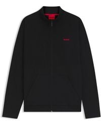 HUGO - Cotton-Blend Zip-Up Jacket With Waffle Structure - Lyst