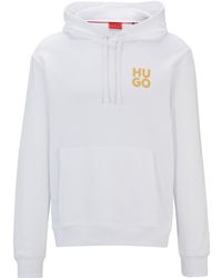 HUGO - Sweat à capuche en molleton de coton avec logo revisité imprimé - Lyst