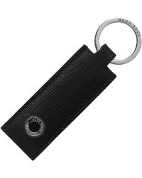 BOSS - Schlüsselanhänger aus strukturiertem Leder mit metallenem Logo-Detail - Lyst