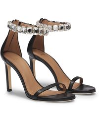 BOSS - High-heeled Sandals In Nappa Leather With Rhinestone Strap - Lyst