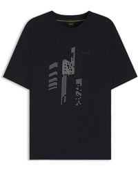 BOSS - Relaxed-Fit T-Shirt Van Katoenen Jersey Met Gedrukt Artwork - Lyst