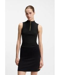 HUGO - Sleeveless Zip-Neck Top - Lyst