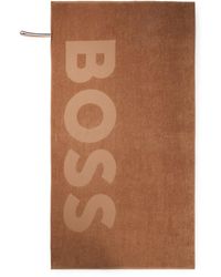 BOSS - Cotton-Velvet Beach Towel With Sculpted Logo - Lyst
