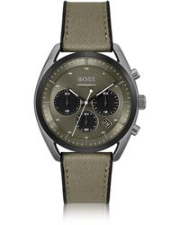 BOSS - Khaki-dial Chronograph Watch With Silicone Strap Men's Watches - Lyst