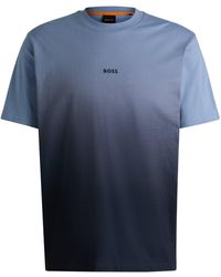 BOSS - T-Shirt aus Baumwoll-Jersey mit Dip-Dye-Finish - Lyst