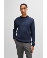 BOSS - Virgin-wool Sweater With Two-tone Jacquard Pattern - Lyst