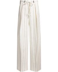 BOSS - Loose-Fit Anzughose Aus Gestreiftem Leinen-Mix Mit Bouclé-Struktur - Lyst