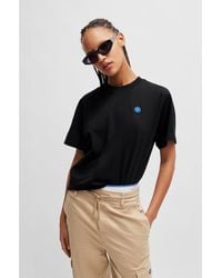 HUGO - Cotton-Jersey T-Shirt With Logo Badge - Lyst