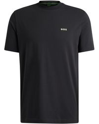 BOSS - Regular-fit T-shirt Van Stretchkatoen Met Contrasterend Logo - Lyst
