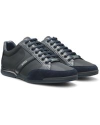 BOSS - Baskets en mélange de matières avec similicuir et cuir suédé - Lyst