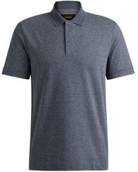 BOSS - Regular-Fit Poloshirt aus Baumwoll-Mix mit Seiden-Anteil und Mouliné-Struktur - Lyst