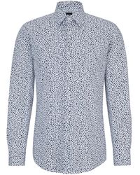 BOSS - Slim-Fit Hemd aus elastischer Baumwoll-Popeline mit Blumen-Print - Lyst