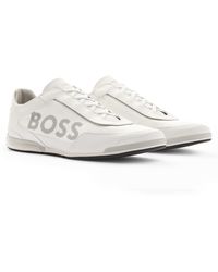 BOSS by HUGO BOSS Lage Sneakers Met Groot Logo In Een Combinatie Van Materialen - Wit