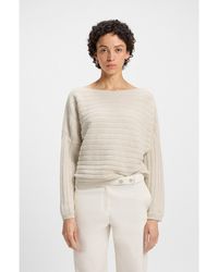 BOSS - Cotton-Blend Knitted Sweater With Mixed Structures - Lyst