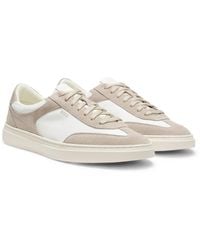 BOSS - Lace-Up Trainers With Suede Trims - Lyst
